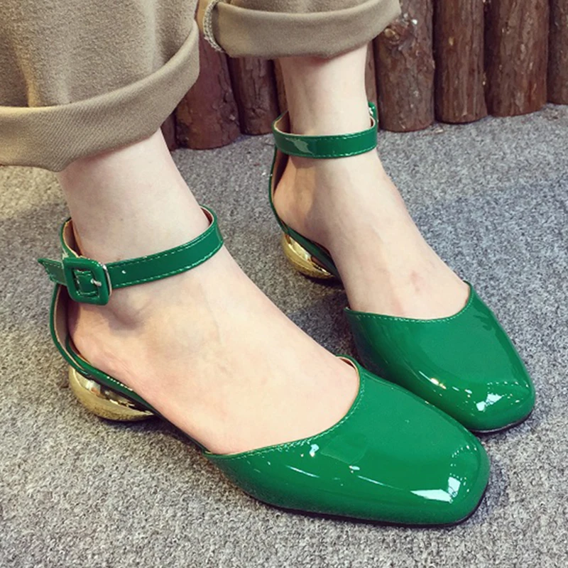 Женские пикантные Ремешок на щиколотке Лакированная кожа женские туфли-лодочки