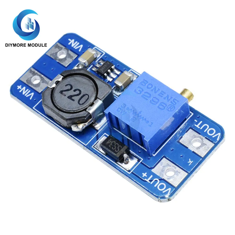 Модуль источника питания MT3608 2A телефон с повышением яркости 2 24 В до 5 9 12 28 в плата