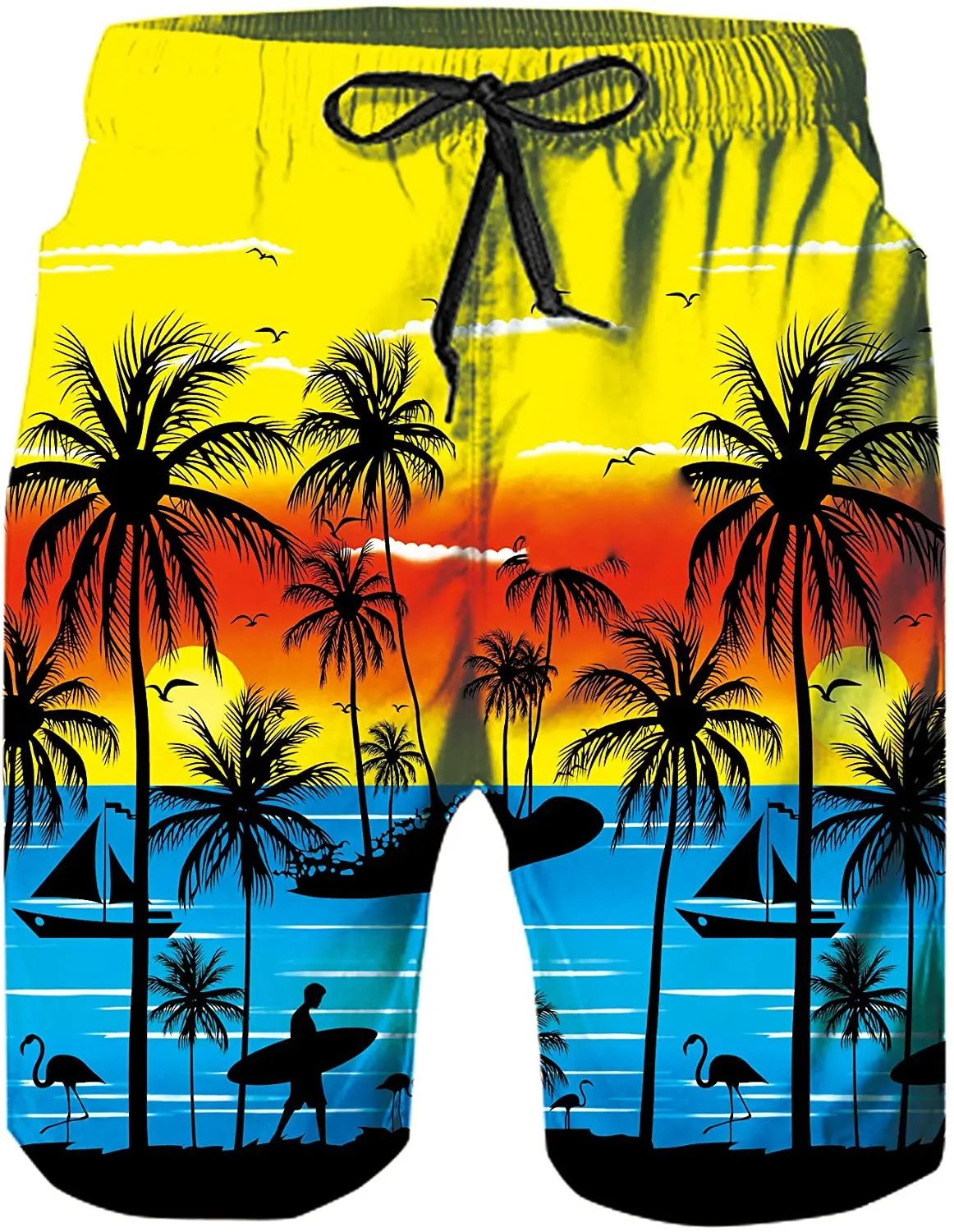 

Men's Hawaiian Beach Shorts 3D Printed Swim Trunks Quick Dry Surf Bathing Suit