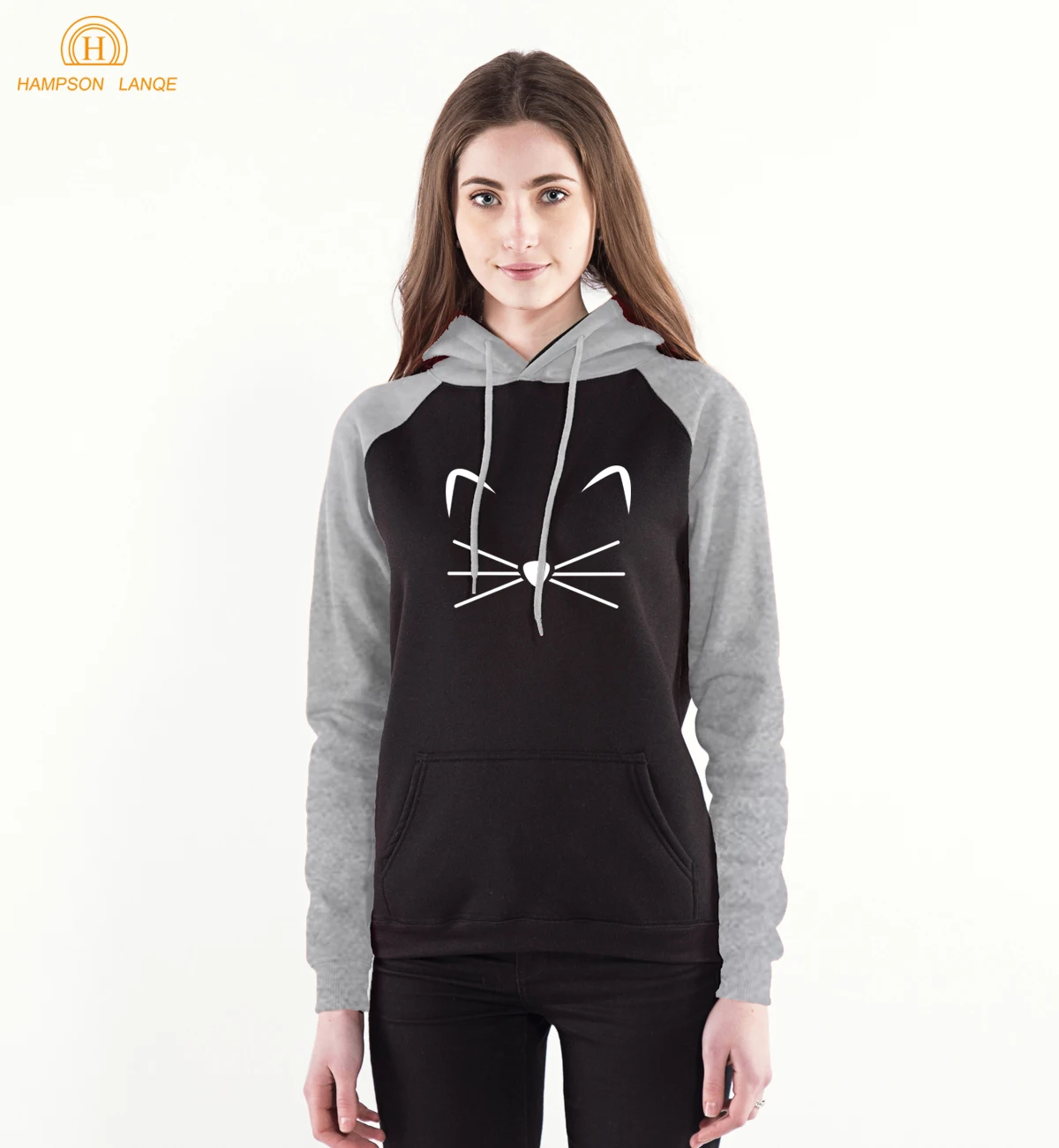 Женская толстовка с капюшоном Kawaii Kitty Meow Cat розовая длинным рукавом новый стиль 2020