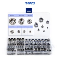 170pcs locking nut assortment kit portable stainless steel fastening parts wear and oxidation resistant m3 m12 spacer nuts set