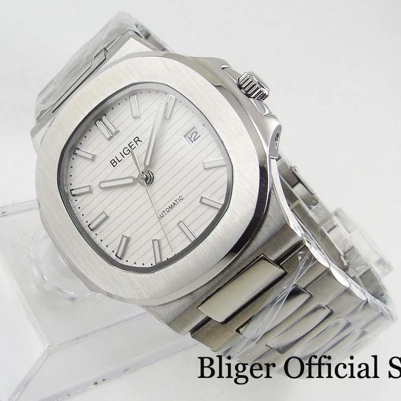 BLIGER Механические Мужские наручные часы 40 мм квадратный футляр для часов