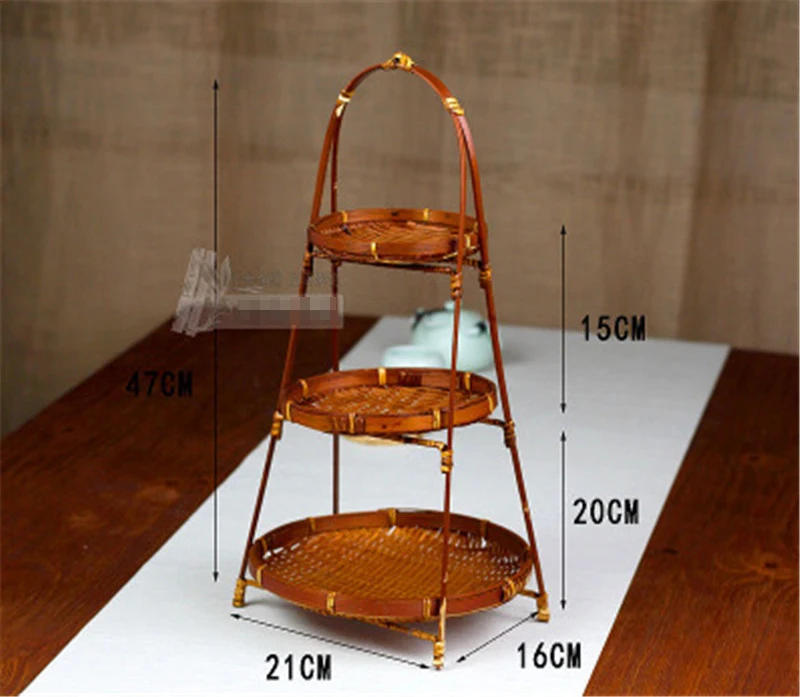 Бамбуковая Плетеная соломенная креативная подставка для фруктовой корзины