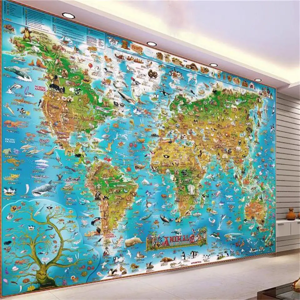 

custom 3d photo wallpaper living room bed room kids room mural animal world map picture sofa backdrop wallpaper for wall 3d