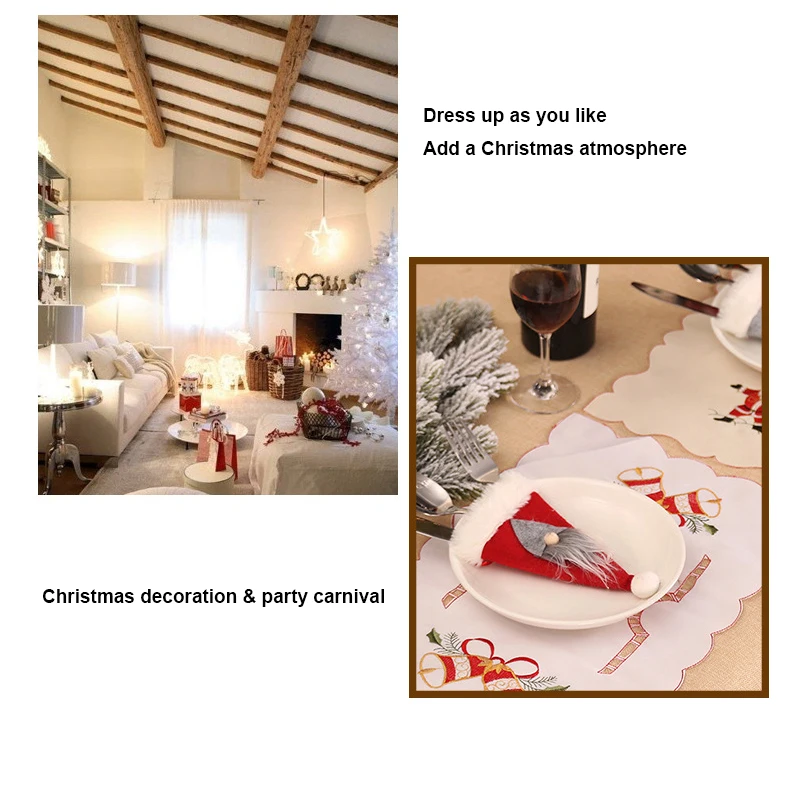 Christmas Tableware Bagging Cloth Santa Claus Cute Kitchen Cutlery Xams Party Decoration 2022 | Дом и сад