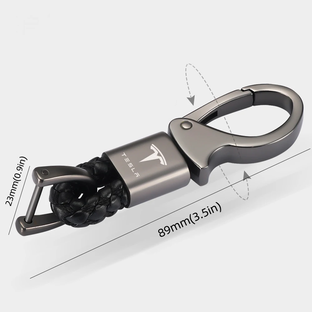 

For Tesla Model 3 Model X Y S With Logo Keyring Metal Car Emblem new car Styling Leather Car Key Ring Keychain Car Accessories
