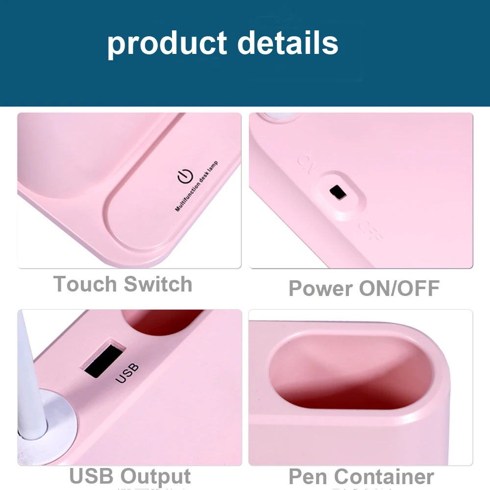 

LED Desk Lamp USB Rechargeable Touch Dimming Adjustment Table Lamp for Children Kids Reading Study Bedside Living Room Bedroom