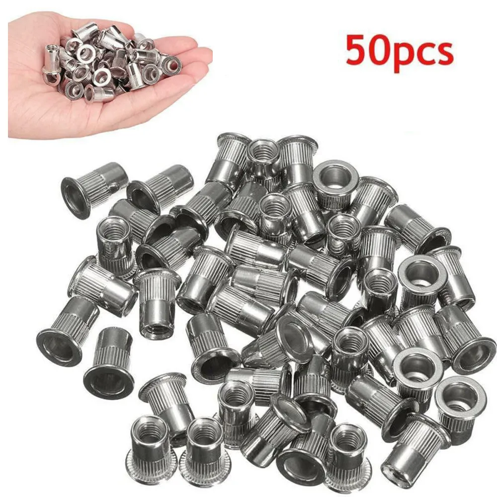

Threaded Rivet nut 50pcs Tools Auto Cap Car Fastener Insert Nuts Screw