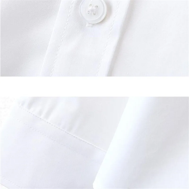 Осенняя белая мужская однобортная однотонная формальная рубашка с длинным