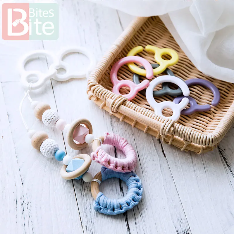 Bite 5 шт. крючок для пустышки пластиковые Прорезыватели для зубов пластиковые кольца для прорезывания зубов детские игрушки для коляски DIY зажимы для Пустышки Детские Прорезыватели игрушки