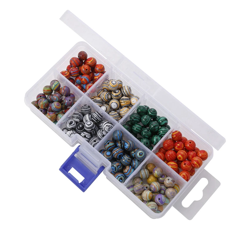 8mm Synthetic Malachite Round Beads Scattered 8 Colors Combination 200 Pcs 1 Box | Украшения и аксессуары