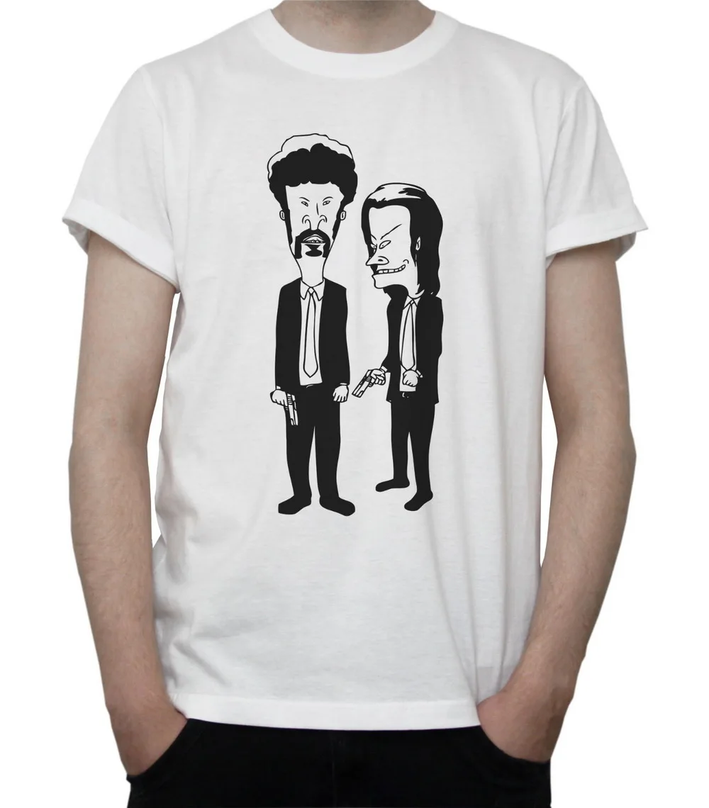 BEAVIS & BUTTHEAD Pulp fiction MOCKUP футболка Тарантино фильм Траволта Серый Белый для молодежи