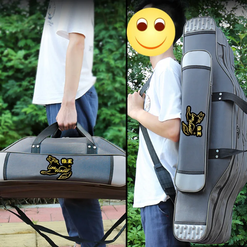3 Layers Fishing Rod Bag 80/90cm Portable Folding Cover Tackle Tool Carry Case Carrier Backpack For X142G | Спорт и развлечения