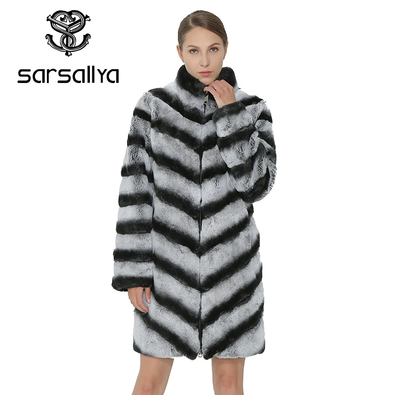 SARSALLYAWinter Для женщин Рекс Пальто из заячьего меха реальный натуральный мех пальто