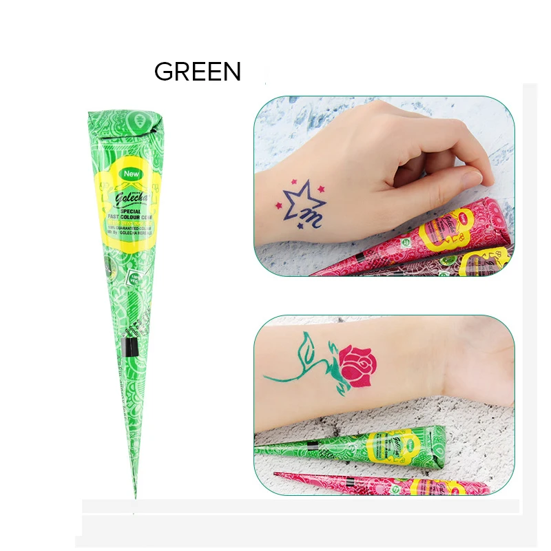 1 шт. индийская черная коричневая хна тату паста конусы 6 цветов женский боди арт