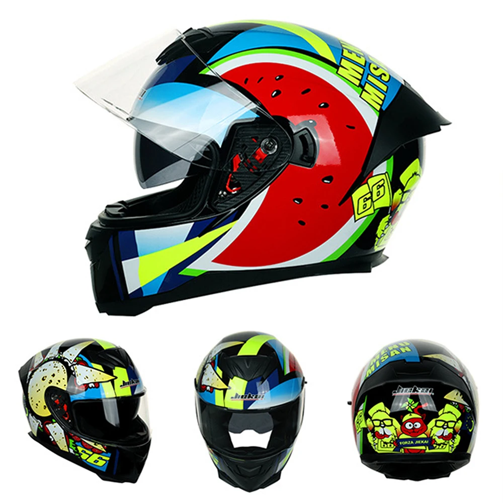 Full Face Motorcycle Helmet Dual Visor Tail Wing Racing Washable Lining Moto Safety Helm Casco Casque DOT Approved | Автомобили и