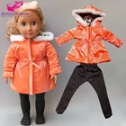 Комплект одежды для кукол 18 дюймов, длинный плащ, леггинсы, зимнее пальто для кукол, Одежда для кукол 18 дюймов