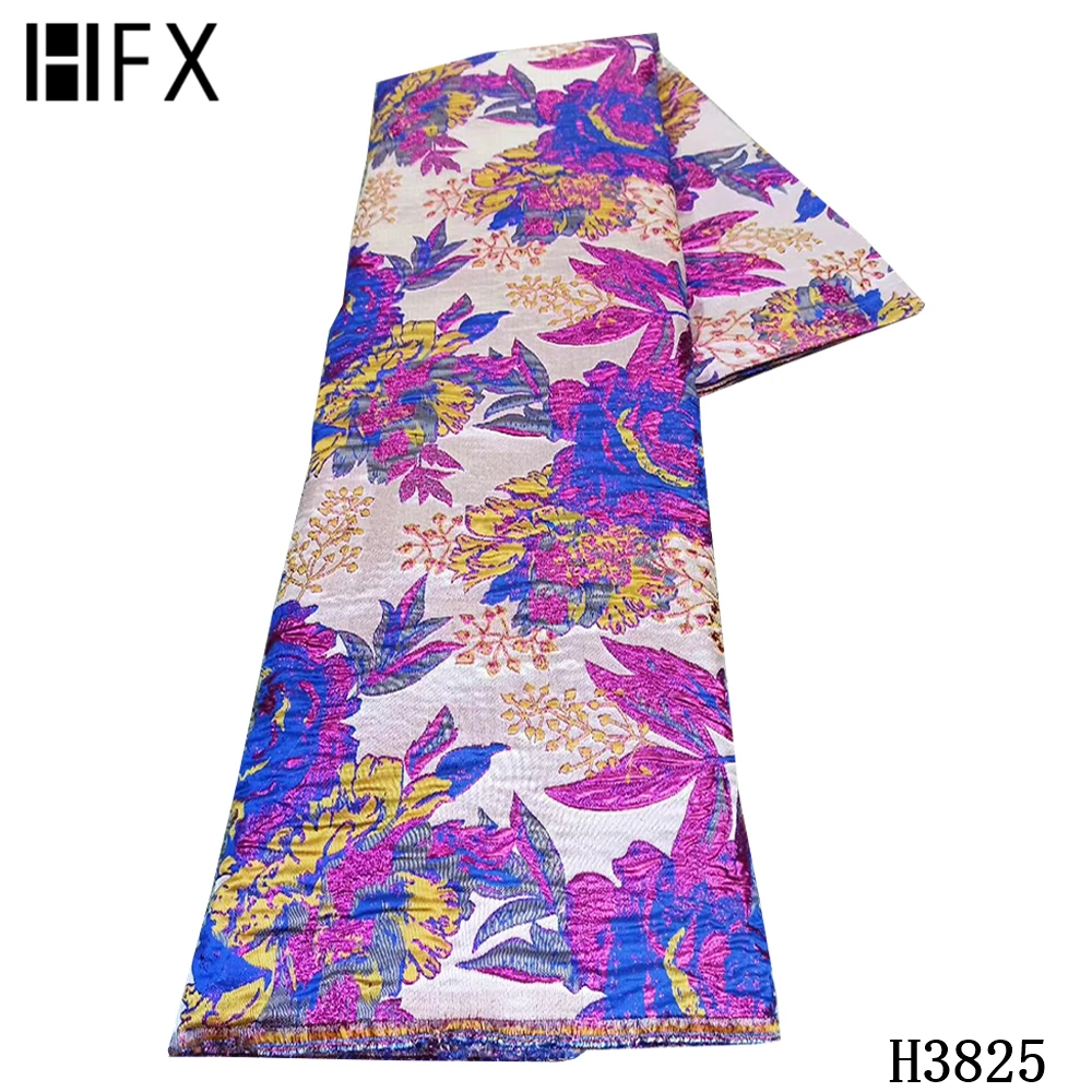 Африканская парчовая кружевная ткань HFX сетчатая жаккардовая с вышивкой