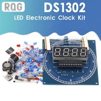 free shipping ds1302 rotating led display alarm electronic clock module diy kit led temperature display for arduino