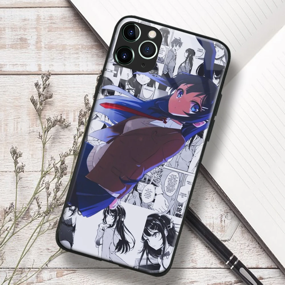 Sakurajima Mai Seishun Buta аниме Мягкий ТПУ стеклянный чехол для телефона IPhone SE 6s 7 8 Plus X Xr Xs 11