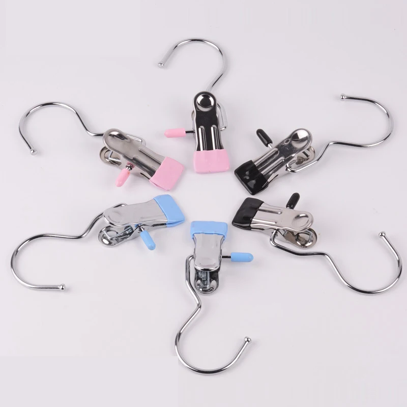 5 шт. нержавеющие стальные зажимы для одежды для повески пальто, брюк и сушки белья используются для хранения париков и хвостиков.