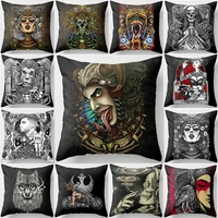 hot sale hollween funny pictures skull pattern pillow case short plush square thick high quality pillow cover size 45cm by 45cm