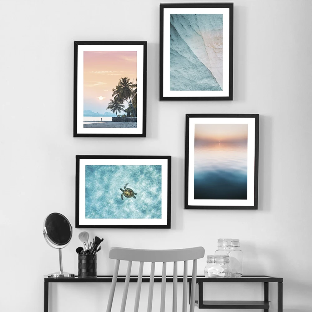 

Landscape Art Paintings Nordic Beautiful Sea Beach Sea Turtle Painting Core Living Room Decor Wall Decorations Bed Room Poster