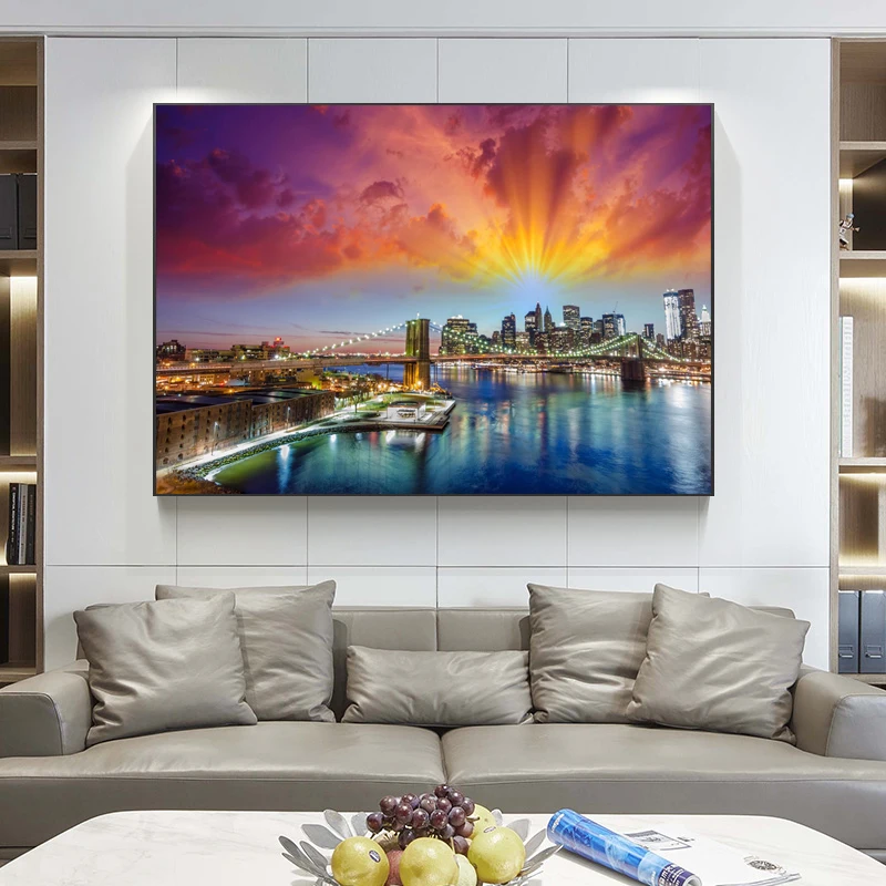 

Modern City Building Landscape Canvas Art Paintings Poster and Print Cuadros Wall Art Picture for Living Room Home Decor Cuadros