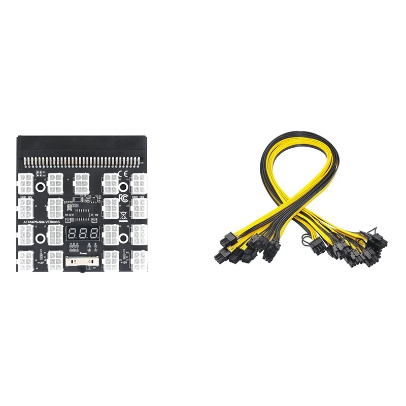 

1 Pcs 17 Port 6Pin LED Display Power Module Server Card & 10 Pcs 16AWG 6 Pin PCI-E To 8 Pin (6+2) PCI-E GPU Power Cable