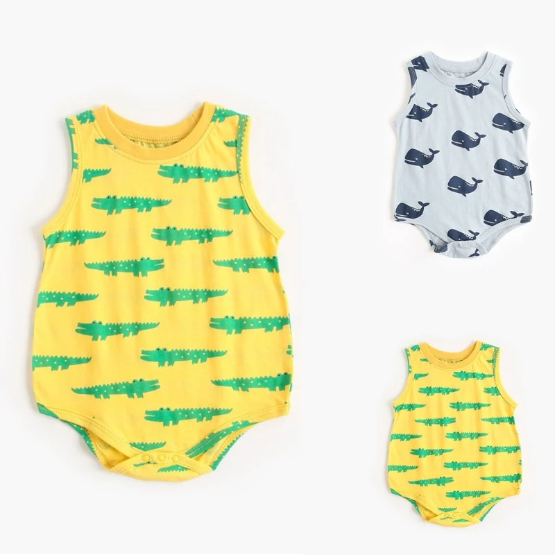 

Baby Sleeveless Romper Cartoon Animal Print Bodysuit Summer Bag Fart Jumpsuit