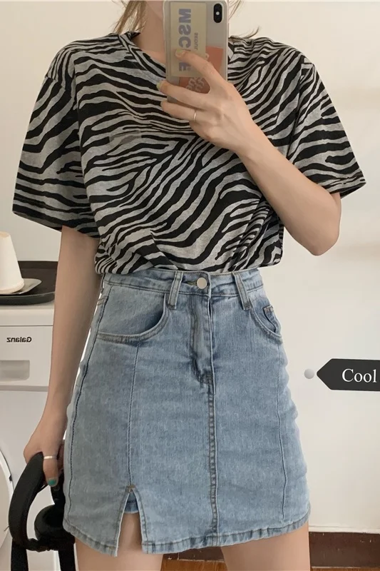 Женская свободная юбка в полоску повседневный топ с коротким рукавом и низом 2021 |