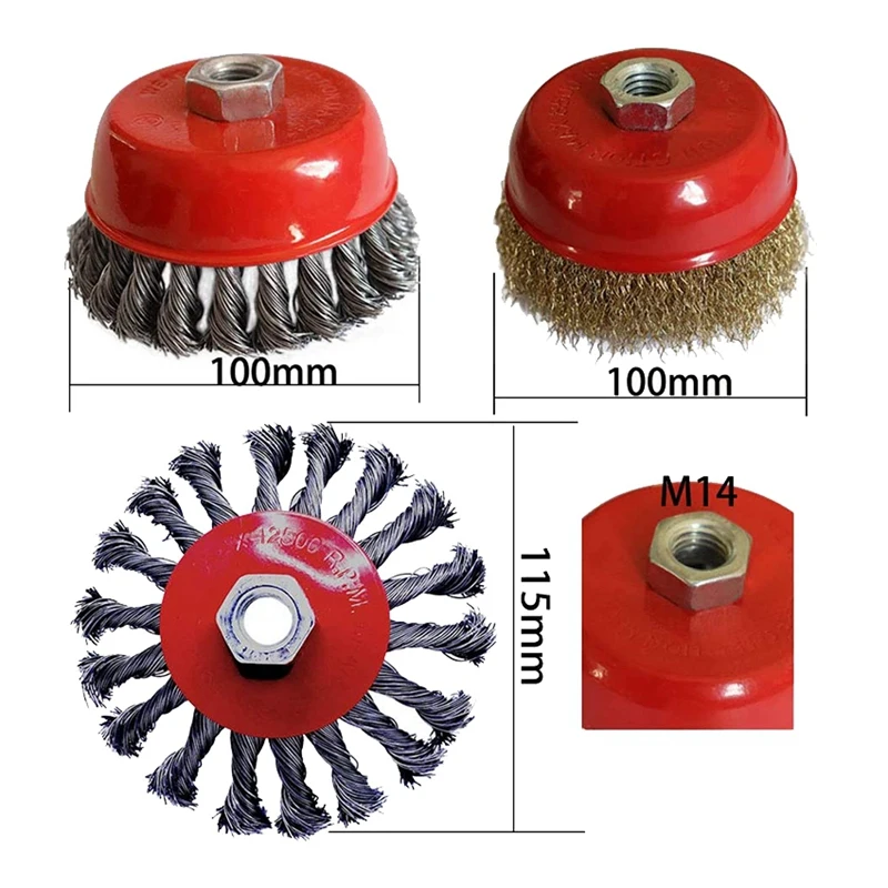 3 шт. проволочная щетка для угловая шлифовальная машина 100 мм Винт узловой Twist Knot