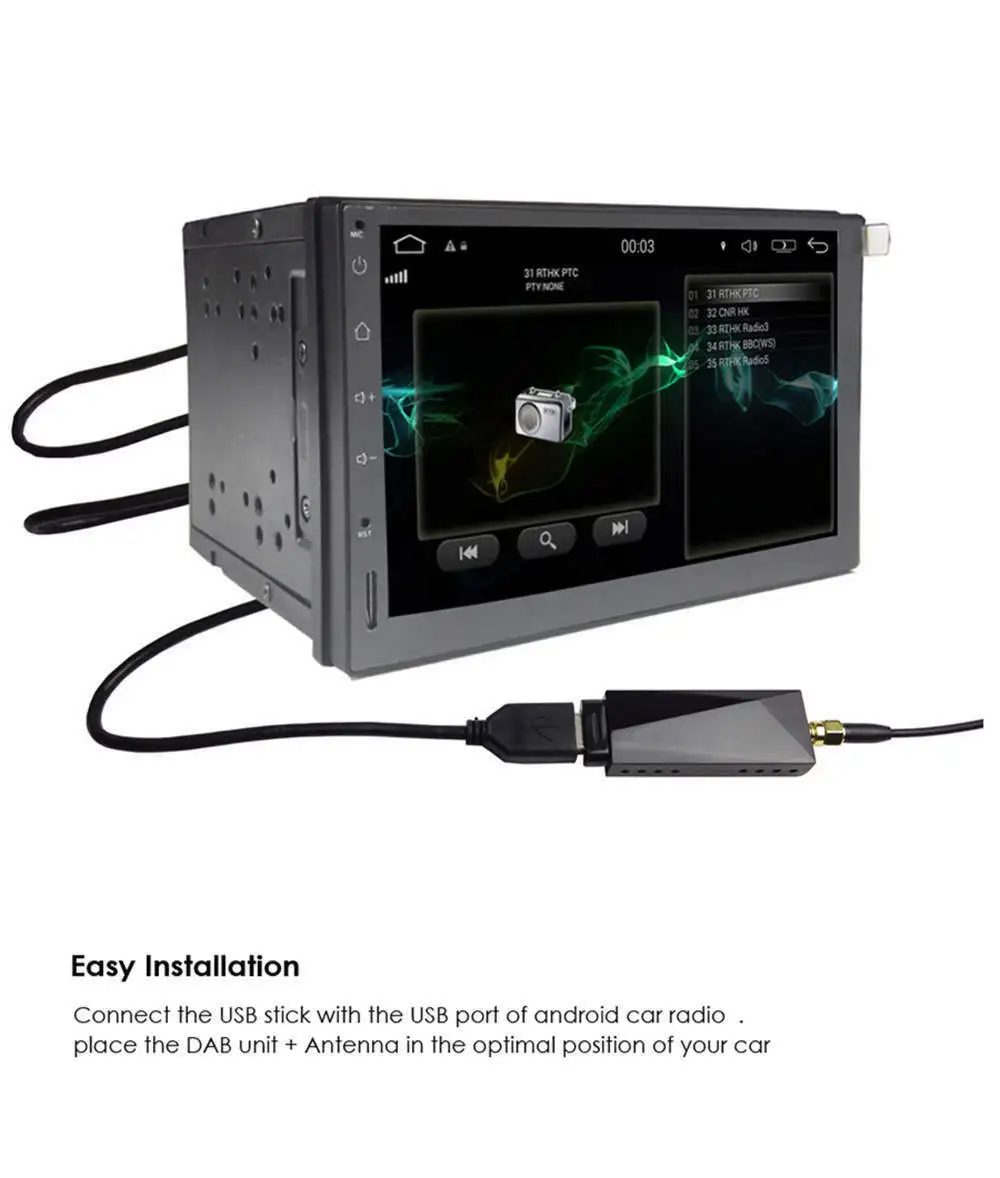 Автомобильная DAB радио навигация антенна цифровая приемника Android USB Радио адаптер