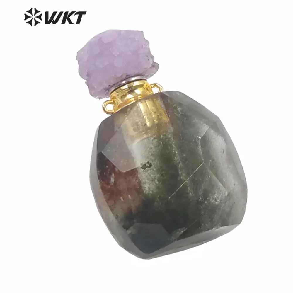 Подвеска с двойным круглым крючком из золота WT-P1484 пробы натуральным камнем