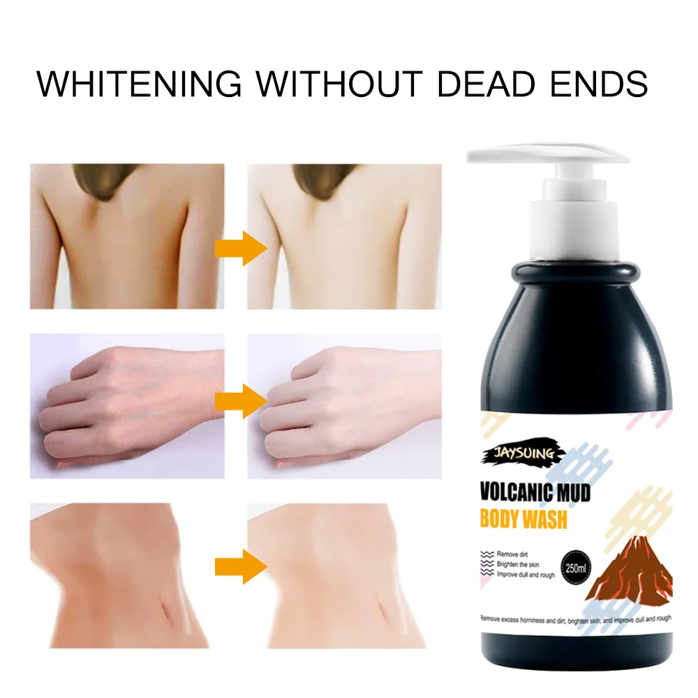 

Volcanic Mud Shower Gel Whole Body Wash Fast Whitening Deep Clean Skin Moisturizing Exfoliating Body Care 250ml