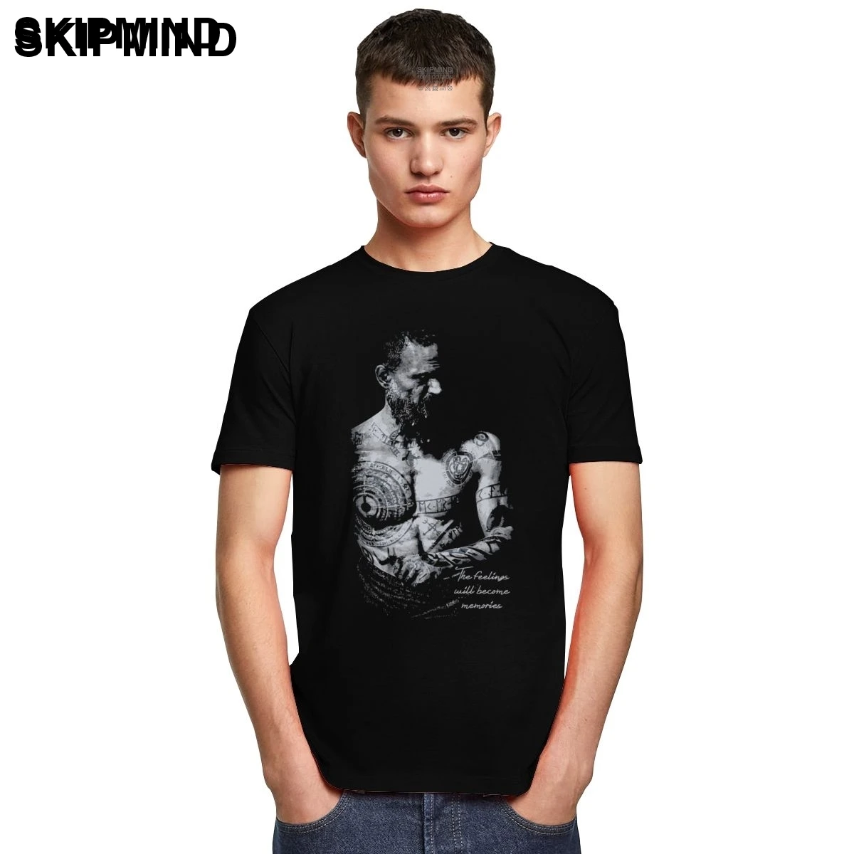 Футболка мужская с круглым вырезом приталенная принтом бога войны|Мужские