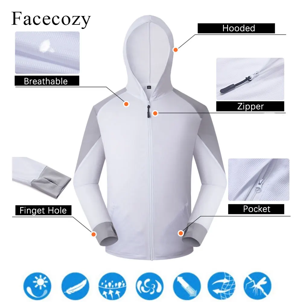 Мужская Солнцезащитная рыболовная куртка Facecozy дышащие куртки с капюшоном летние