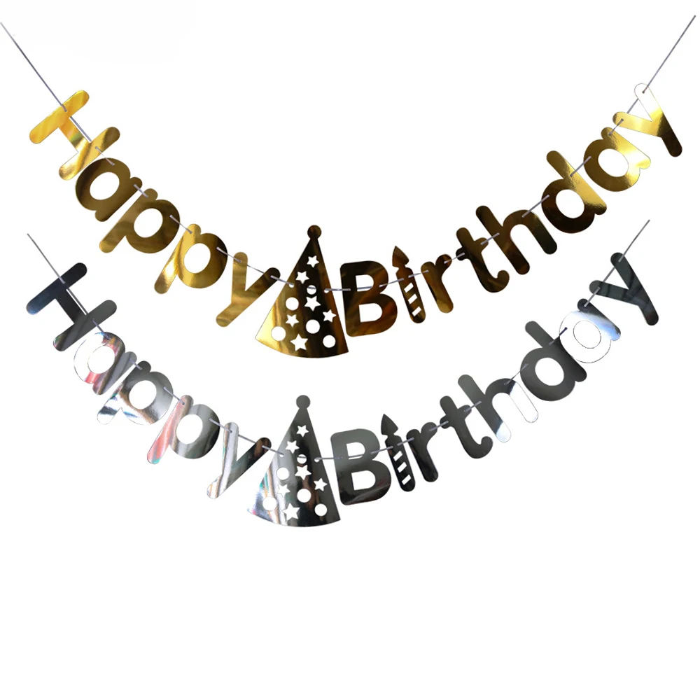 D. 1 комплект Бумага шляпа &quotс днем рождения&quot баннер с надписью флаг цвета: