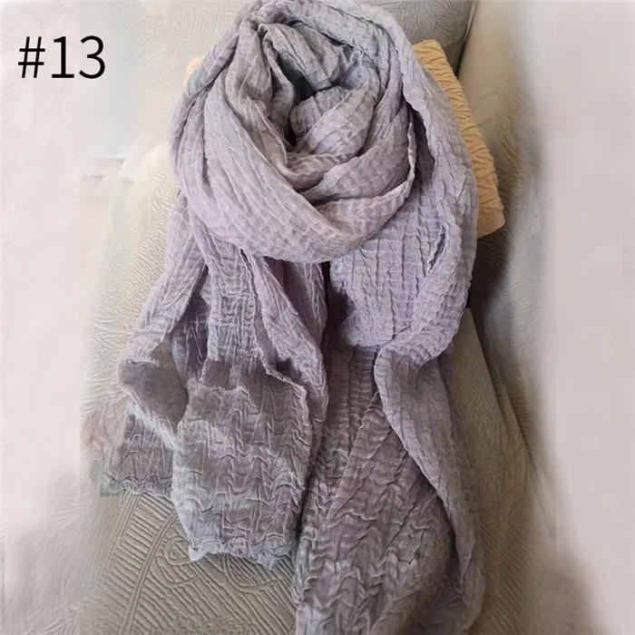 Number 13 color Большой размер, однотонный шарф, Складывающийся стиль, простой хиджаб из вискозы, Женская однотонная шаль, большой платок, исламские мягкие шарфы - Цвет: Number 13 color