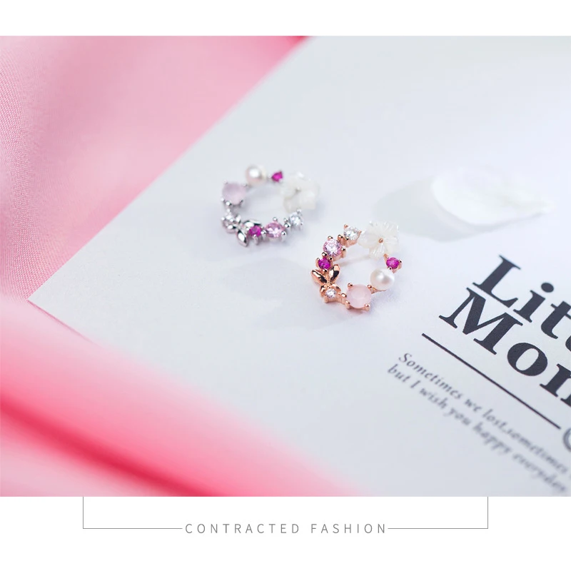 Modian оригинальный бренд круглый розовый цветок из циркона серьги гвоздики модный