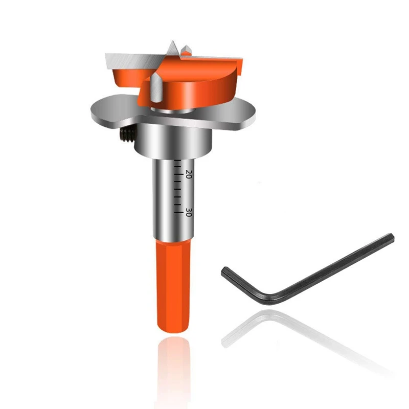 

Hinge Jig Drill Guide Set, Hex Handle Adjustable 35mm forstner Bit, Concealed Hinge Boring Jig Drill Guide