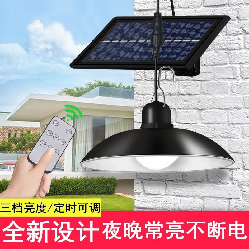 

LED Solar Pendant Light Outdoor Indoor Solar-Power Lamp With Line Bulb Shed Lighting For Home Garden Yard Double Head Chandelier