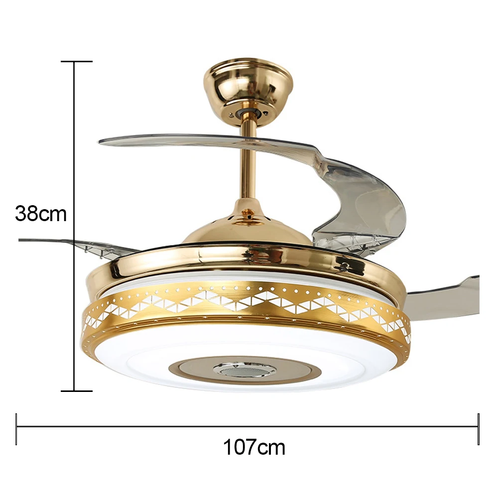Музыкальный потолочный вентилятор 42 дюйма светильник с приложением для телефона