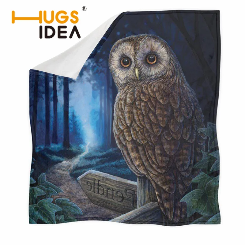 

Flannel Blanket Cartoon Owl Pattern for Kids Adult Warmth Throw Blanket 3D Painting Sherpa Fleece Bed Blanket Home Decoration