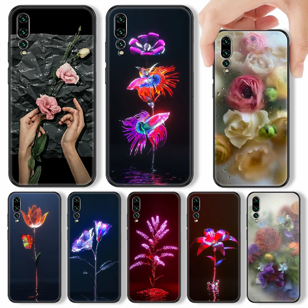 Цветной цветочный чехол для телефона Huawei P Mate P10 P20 P30 P40 10 20 Smart Z Pro Lite с черной
