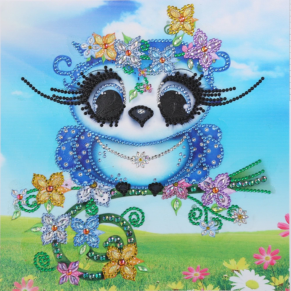 Мультфильм 5D DIY алмазная живопись длинные ресницы сова специальная круглая