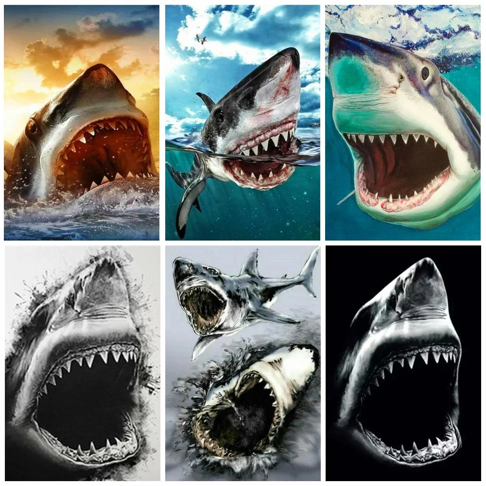 

5D DIY Diamond Painting New Shark Picture Cross Stitch Gift Square/Round Full Drill Embroidery Mosaic Art Home Decoration