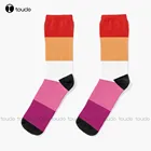 Носки ЛГБТ-а с флагом лесбиянок, забавные носки для мужчин, индивидуальные носки унисекс для взрослых и подростков, Молодежные носки с цифровым принтом 360 , подарок