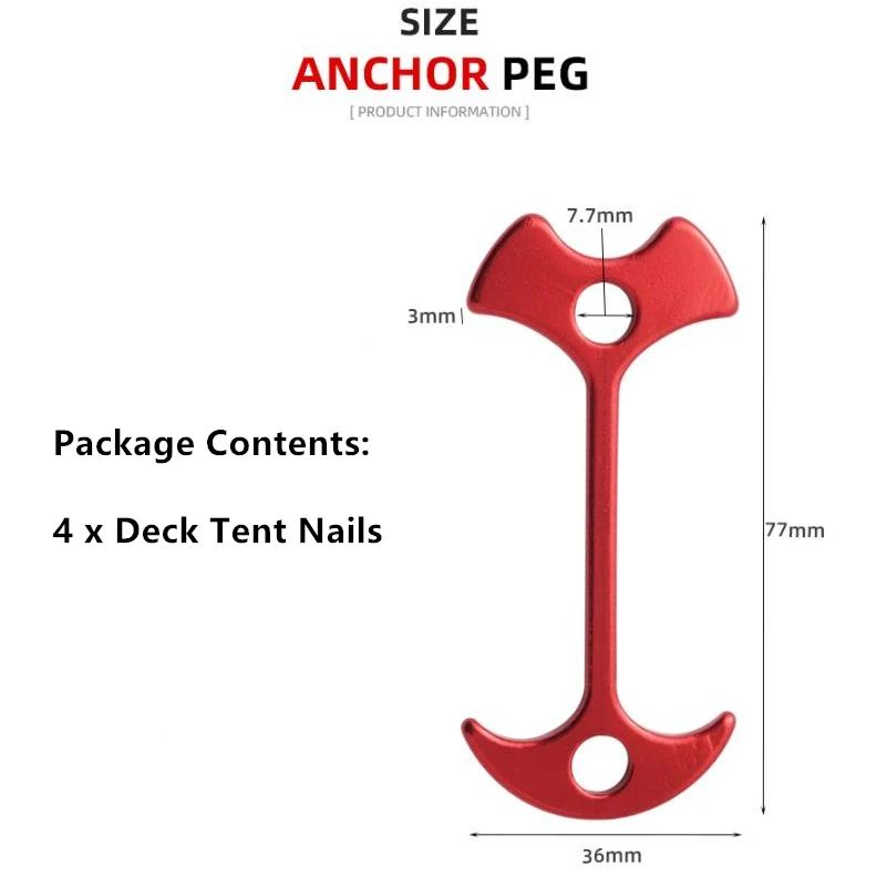 

4pcs Tent Pegs Lengthen Floor Nail Camping Wind Rope Tent Peg Path Deck Anchor Chains Linked Bone Tent Nails