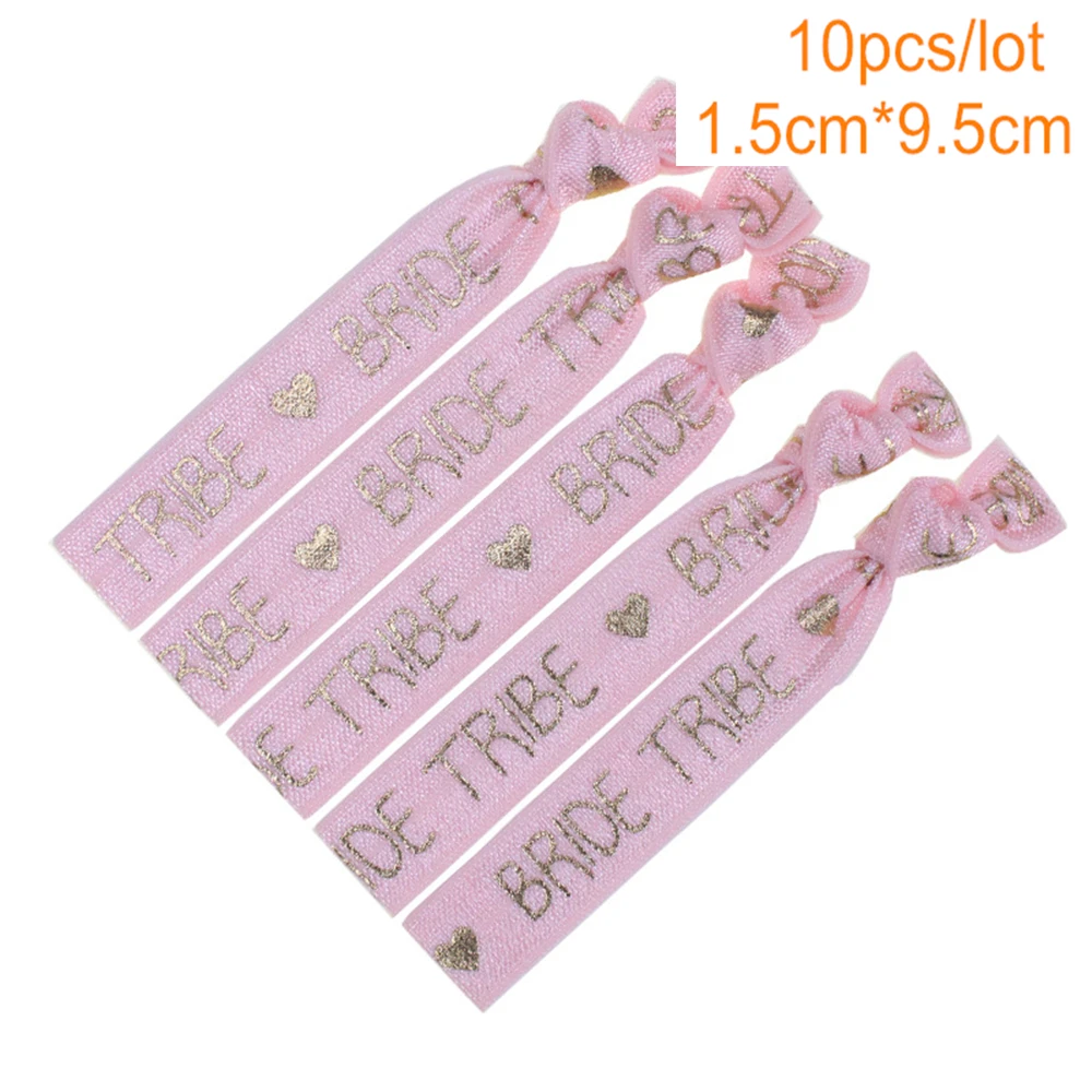 Bride tribe Pink Девичник вечерние 10 шт. браслет Команда Невеста To Be Tribe повязка на руку голова Веревка Аксессуары для волос девичьи вечерние свадебные принадлежности, Q - Цвет: Bride tribe Pink